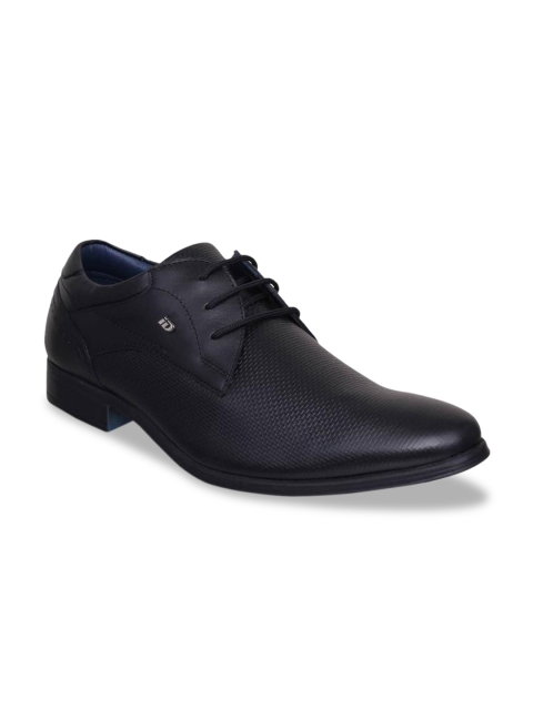 

ID Men Black Textured Leather Formal Derbys