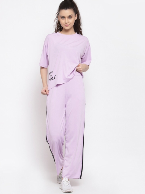 

iki chic Women Purple & Black Printed T-shirt with Pyjamas