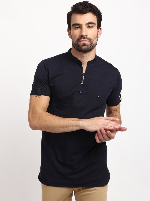 

V2 Value & Variety Men Navy Blue Thread Work Kurta