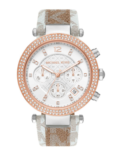 

Michael Kors Women White Embellished Dial & Multicoloured Straps Analogue Watch MK6950
