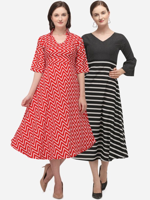 

SAADHVI Multi Crepe Midi Dress