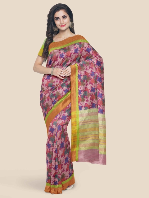 

Kalamandir Pink & Green Floral Saree