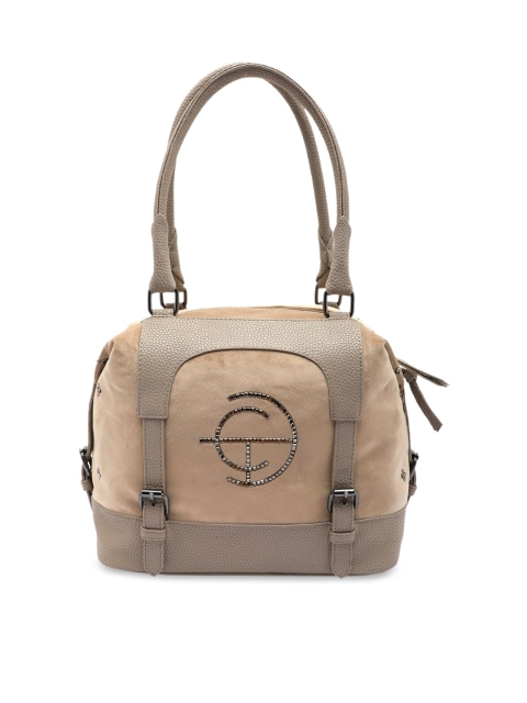 

Clotche Beige Leather Structured Handheld Bag