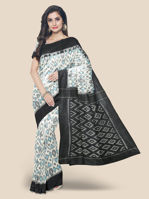 

Kalamandir Women White & Black Printed Liva Saree