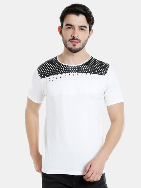 

Rex Straut Jeans Men Cream Printed Slim Fit T-shirt