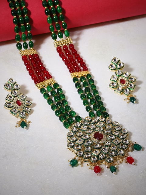 

GloBox By ZeroKaata Gold-Plated Kundan-Studded Handcrafted Choker Jewellery Set