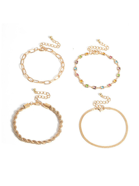 

YoungWildFree Women 4 Gold-Toned & Red Brass Gold-Plated Charm Bracelet