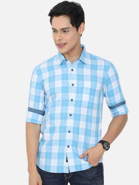 

HERE&NOW Men Blue Slim Fit Buffalo Checks Checked Casual Shirt