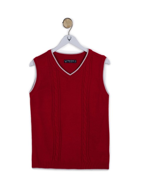 

Allen Solly Junior Boys Maroon Cable Knit Sweater Vest
