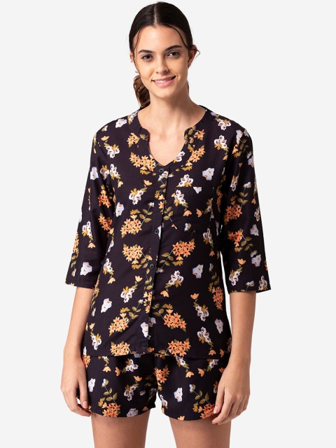 

Bellofox Women Black & White Printed Night suit