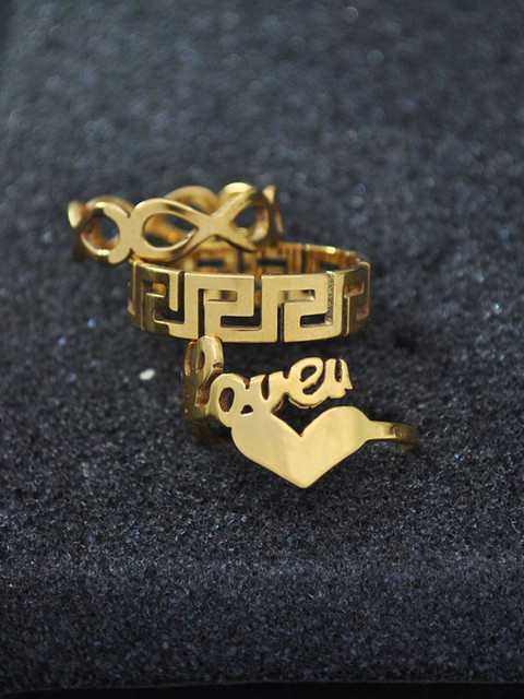 

YoungWildFree Women Set of 3 Gold Plated Luxury Rings