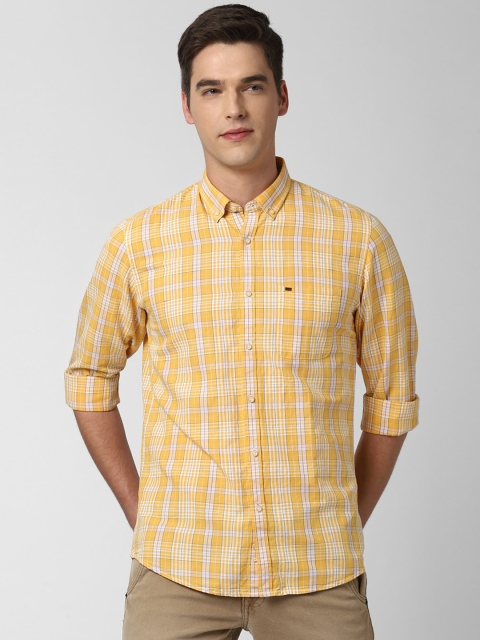 

Peter England Casuals Men Yellow Slim Fit Tartan Checks Checked Casual Shirt