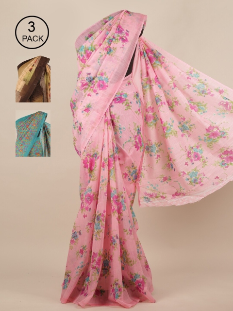 

Pothys Pack of 3 Printed Cotton Blend Saree, Pink