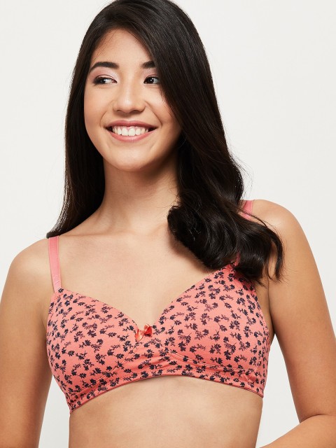 

max Women Coral Pink & Black Printed Everyday Bra SP21PDNW07CORAL