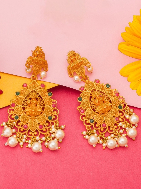 

aadita Gold-Toned Contemporary Drop Earrings