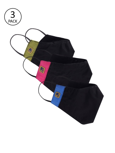 

Balista Adults Pack Of 3 Black Solid 4-Ply Reusable Cloth Masks