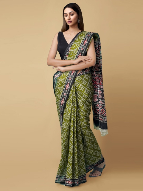 

Unnati Silks Green Ethnic Motifs Pure Cotton Kovai Saree