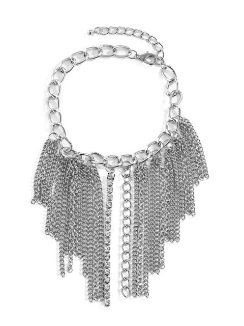 YoungWildFree Women Silver Set of 2 Tasselled Anklet