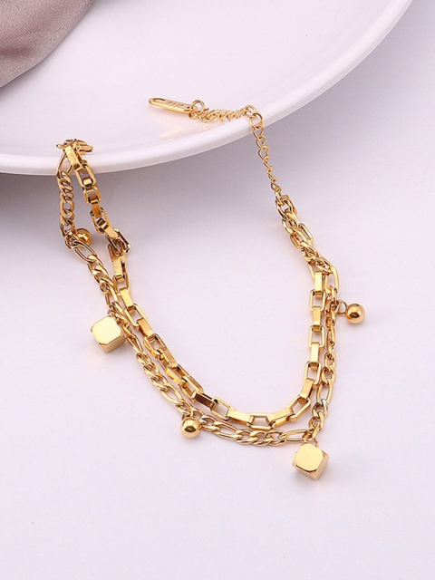 

YoungWildFree Women Brass Gold-Plated Multistrand Bracelet