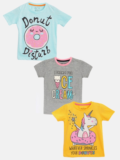 

Lazy Shark Girls Multicoloured 3 Printed Applique T-shirt, Multi