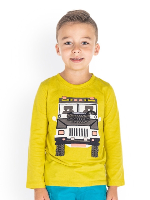 

Cherry Crumble Boys Yellow Printed T-shirt