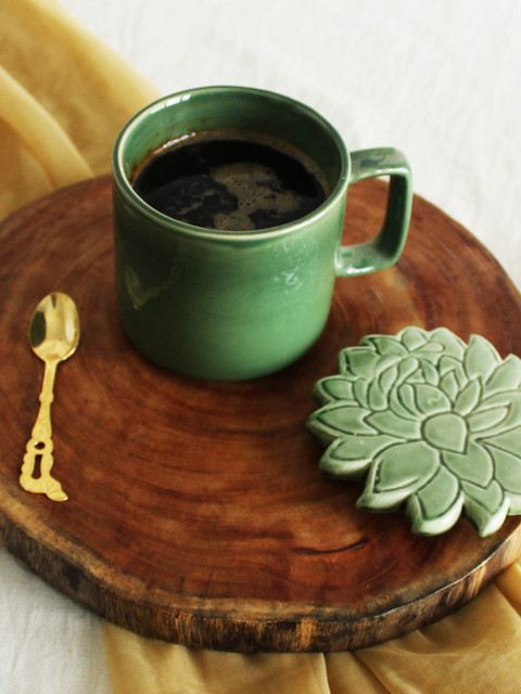 

THOA Green Handcrafted Solid 1 Pc Ceramic Glossy Cup