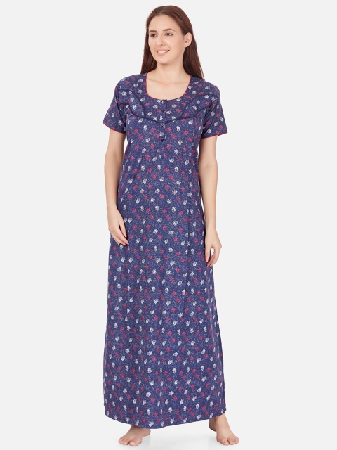 

Sand Dune Printed Maternity & feeding Nightdress, Navy blue