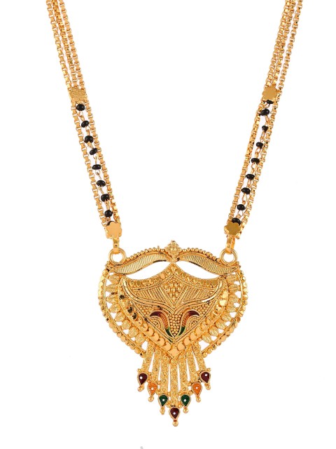 

Silvermerc Designs Gold-Plated Black Beaded Vasundhara Mangalsutra