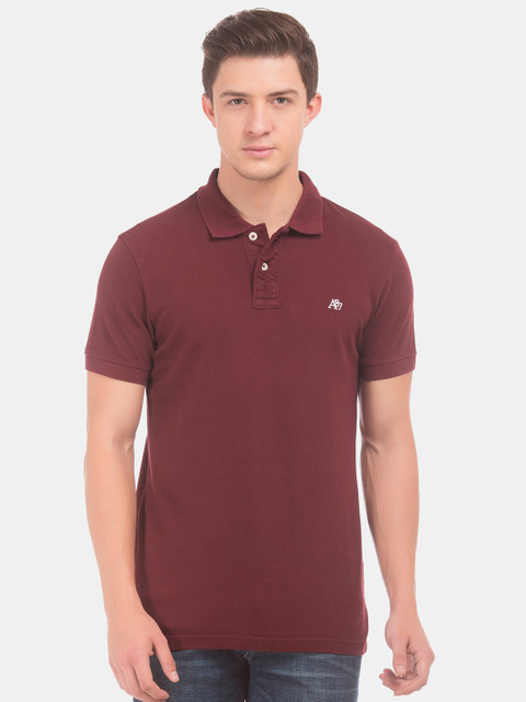 

Aeropostale Men Maroon Solid Polo Collar T-shirt