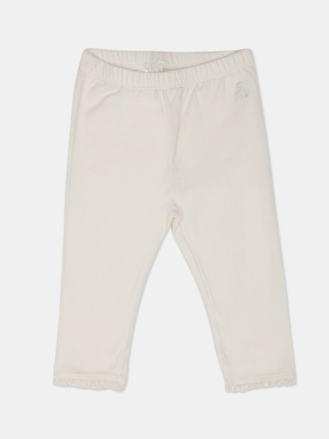 

GAP Infant Girls Off-White Mid Rise Solid Ankle-Length Leggings