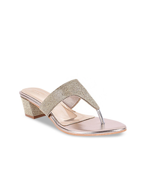 

Stelatoes Gold-Toned PU Block Sandals
