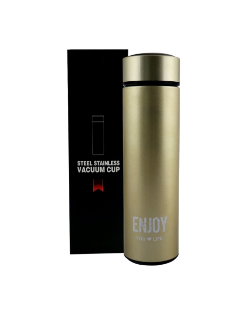 

iSWEVEN Unisex Gold-Toned Solid Stainless Steel Double Wall Vacuum Insulated Leak Proof Sports Bottle