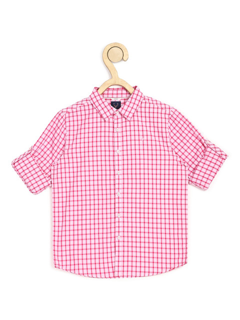 

Allen Solly Junior Boys Pink Slim Fit Checked Casual Shirt