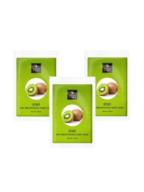 

Good Vibes Set Of 3 Kiwi Skin Brightening Sheet Mask 60 ml, Transparent