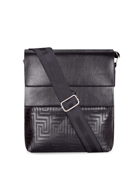 

THE CLOWNFISH Women Black Textured Messenger Bag