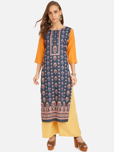 

SAADHVI Women Grey Ethnic Motifs Printed Crepe Kurta