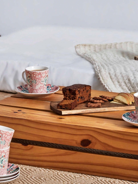 

Chumbak Multicoloured Floral Printed Bone China Matte Cups & Saucers Set, Multi