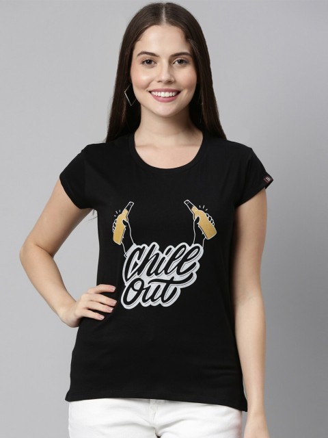 

Bushirt Women Black Graphic Printed T-shirt