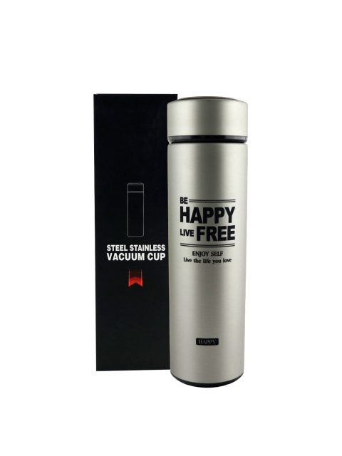 

iSWEVEN Silver-Toned Solid Stainless Steel Double Wall Vacuum Insulated Leak Proof Sports Bottle