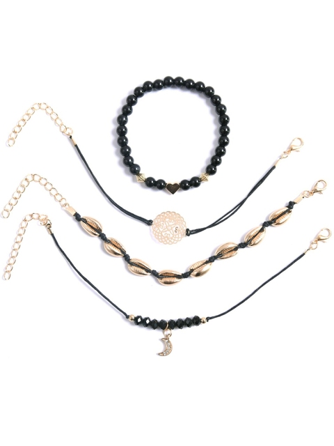 

YoungWildFree Women 4 Gold-Toned & Black Brass Charm Bracelet