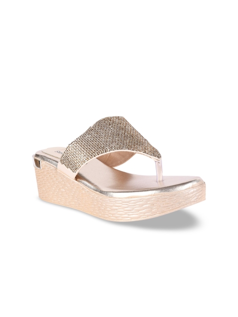 

Stelatoes Gold-Toned Embellished PU Wedge Sandals
