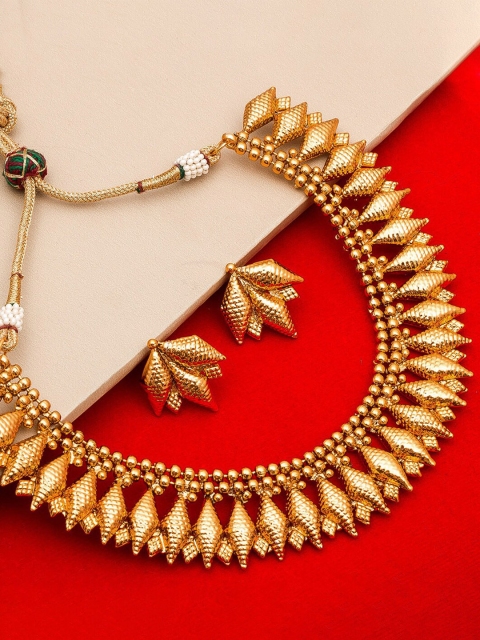 

aadita Gold-Plated Temple Jewellery Set
