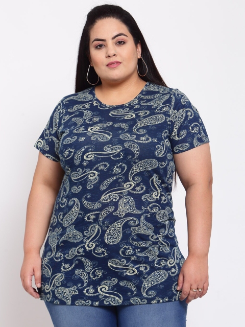 

plusS Women Blue Printed T-shirt