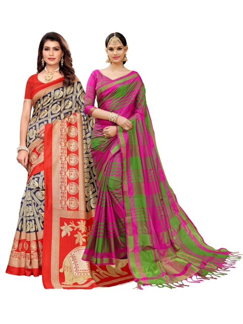 

KALINI Pack Of 2 Multicoloured Ethnic Motifs Art Silk Saree, Multi