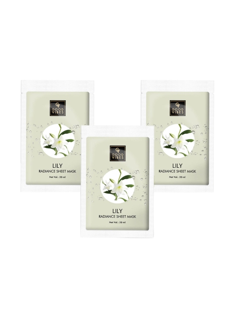 

Good Vibes Pack Of 3 Lily Radiance Sheet Masks 60 ml, Transparent