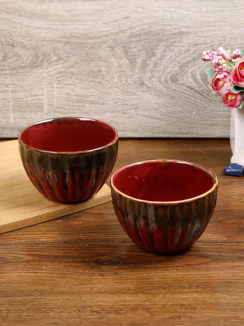 

Aapno Rajasthan Red & Grey 2 Pieces Printed Ceramic Glossy Bowls