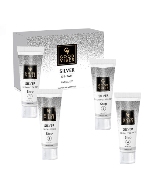 

Good Vibes Silver De-Tan Facial Kit 40 gm, Transparent