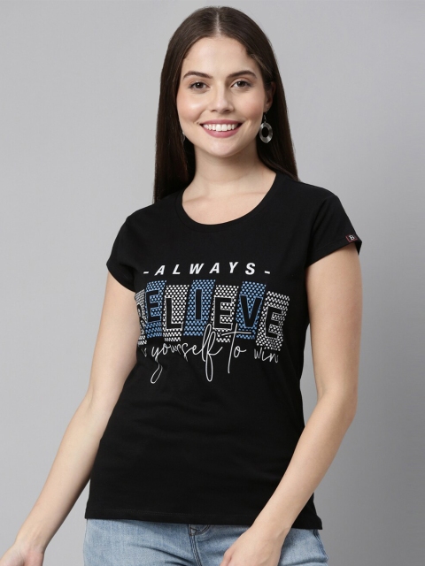 

Bushirt Women Black Typography Printed T-shirt