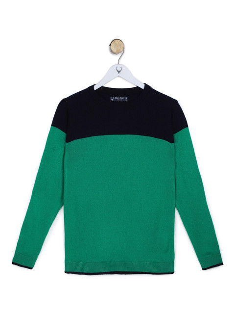 

Allen Solly Junior Boys Green & Black Colourblocked Pullover