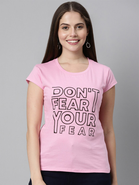 

Bushirt Women Pink Typography Printed T-shirt